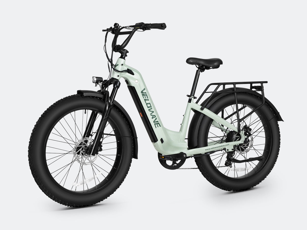 VELOWAVE Electric_Bicycles Silver Ranger Step-Thru 3.0 Electric Bike#color_pale-green