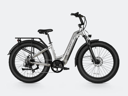 VELOWAVE Electric_Bicycles Silver Ranger Step-Thru 3.0 Electric Bike#color_silver