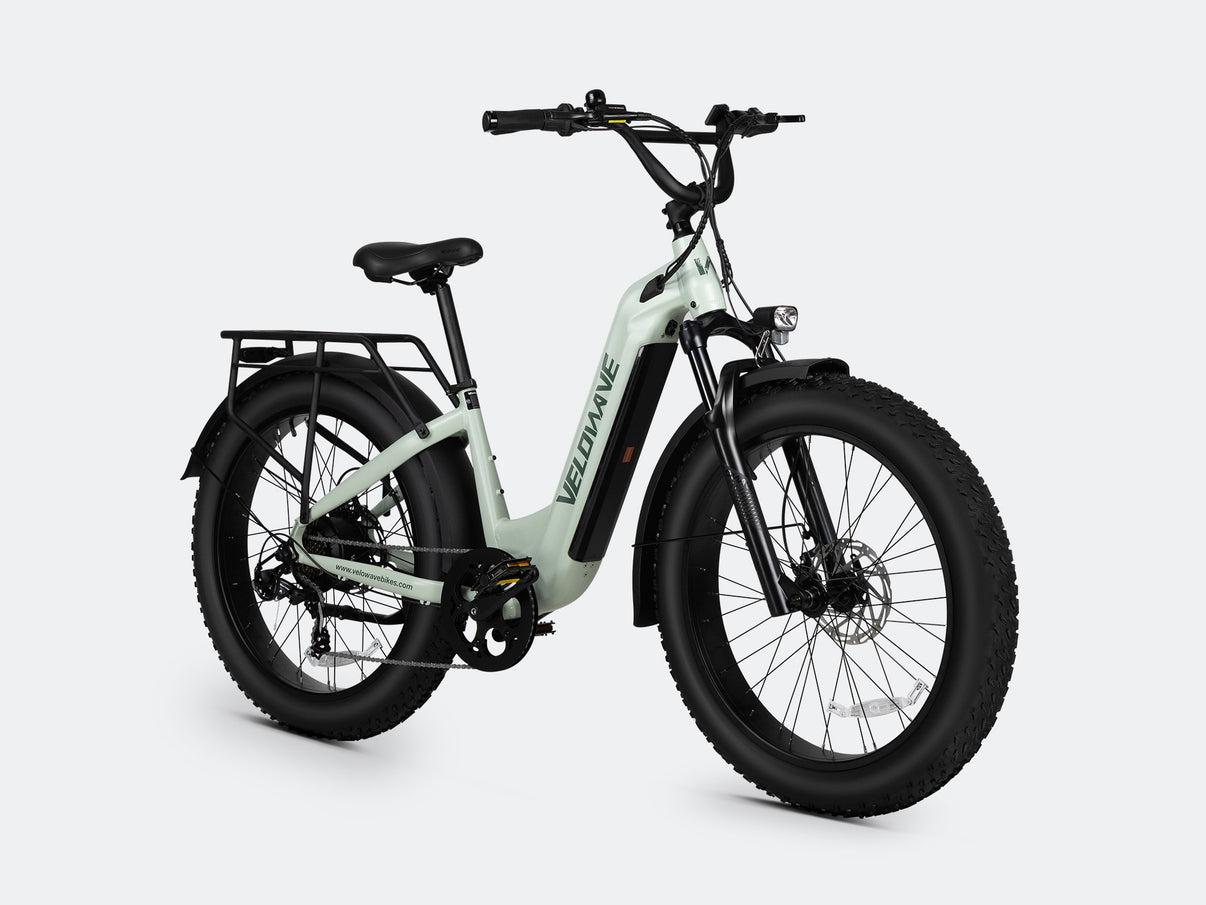 VELOWAVE Electric_Bicycles Silver Ranger Step-Thru 3.0 Electric Bike#color_pale-green